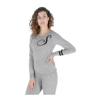 Dee Ocleppo Cashmere Knitwear, female, Gray, Size: XL Cashmere Crew Neck Sweater