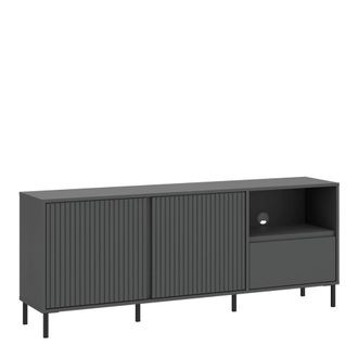 Furniture To Go Avenale Wide TV Cabinet 2 Door 1 Drawer in Anthracite in Dark Grey