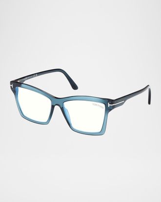 Tom Ford Men & apos;s Acetate Square Blue-Block Frames