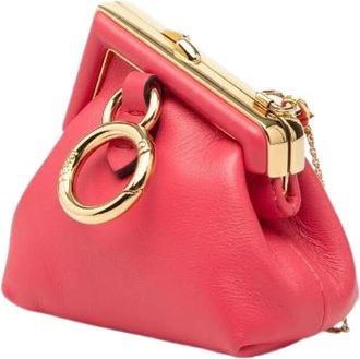 Fendi Pre-owned Clutches, female, Pink, Size: ONE SIZE Pre-owned Nano Fendi First Leather Mini Shoulder Bag