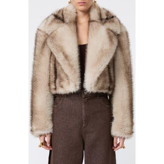 Sportmax Quantum Faux Fur Jacket in Mud at Nordstrom, Size X-Small