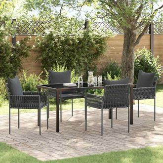 vidaXL Vidaxl - Conjunto De Comedor De Jard&iacute;n 5 Pcs Negro Polirat&aacute;n