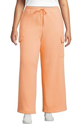 Lands End Serious Sweats High Rise Wide Leg Cargo Pants in Peach Sorbet at Nordstrom, Size 2 X
