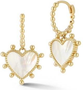 Ember Fine Jewelry 14K Mother-of-Pearl Heart Hoop Earrings in Gold at Nordstrom Rack