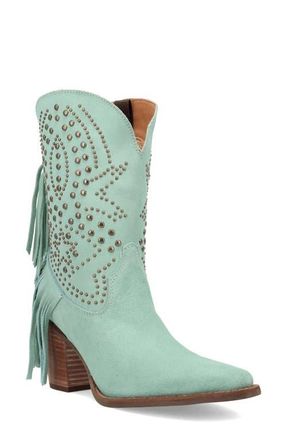 Dingo Star Power Fringe & Stud Western Boot in Mint at Nordstrom, Size 6.5