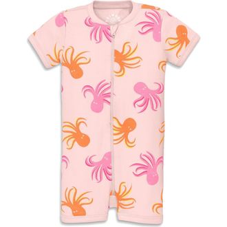 primary Baby Organic Zip Shortie In Seasonal Prints in Light Blossom Octopus at Nordstrom, Size Newborn