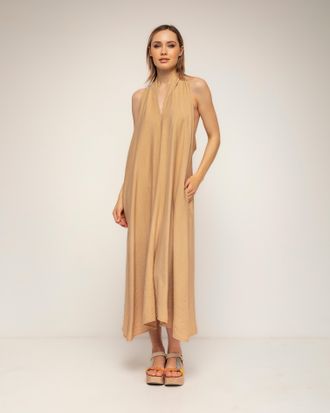 Tantra Wijde midi-jurk met halternek en een bandje op de rug