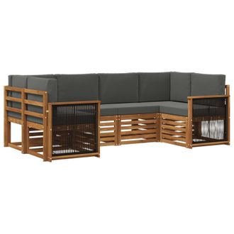 vidaXL Conjunto De Sof&aacute; Seccional Con Coj&iacute;n 5 Pcs Natural Y Antracita Vidaxl