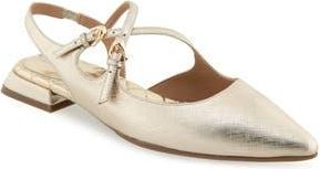 Aerosoles Napoli Pointed Toe Slingback Flat in G07 Gold Met Txt Pu at Nordstrom Rack, Size 6.5