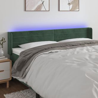 vidaXL Cabecero Con Led De Terciopelo Verde Oscuro 203x16x78/88 Cm Vidaxl