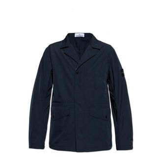 Stone Island Light Jackets, male, Blue, Size: 2XL Light jacket with logo patch