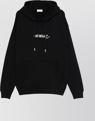 Off-white logo embroidered hoodie drawstring style