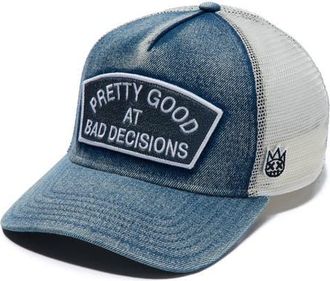 Cult of Individuality Good at Bad Decisions Denim Trucker Hat at Nordstrom