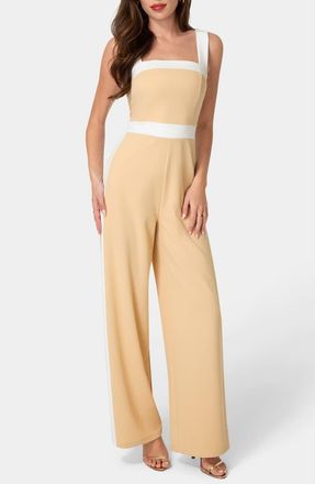 Bebe Colorblock Jumpsuit in Beige White at Nordstrom Rack, Size X-Large