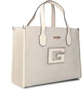 Guess Tassen, Dames, Beige, ONE Size, Elegante Beige Leren Schoudertas