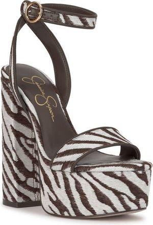 Jessica Simpson Axtyn Ankle Strap Platform Sandal in Ivory/Brown at Nordstrom, Size 7.5