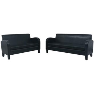 vidaXL Conjunto De Sof&aacute;s 2 Piezas Cuero Sint&eacute;tico Negro Vidaxl