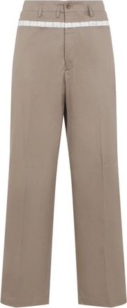 Maison Margiela Waxed Cotton Wide-Leg Broeken - Heren - Wijde Broeken - Beige - L - Katoen - Broeken