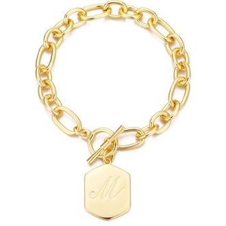 Adornia Monogram Initial Charm Chain Bracelet in Gold-M at Nordstrom Rack