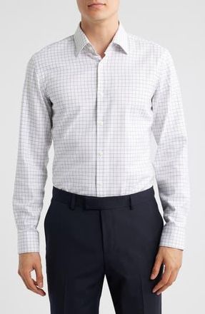 BOSS Hank Kent Slim Fit Check Stretch Cotton Dress Shirt in Open White at Nordstrom Rack, Size 15.5