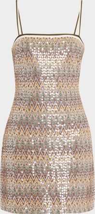 Ramy Brook Ivanna Sequined Chevron Mini Dress