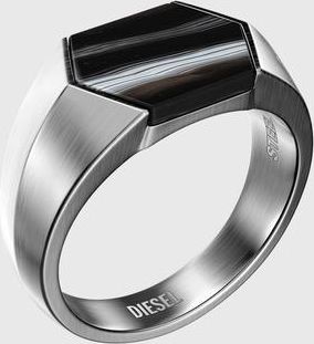 Diesel Black Agate Signet Ring - Rings - Unisex - Silver
