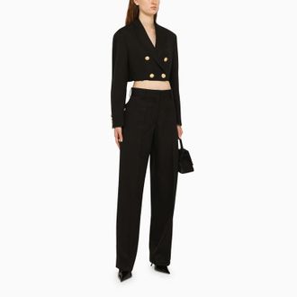 Palm Angels Zwarte polyesterblend boyfriend blazer