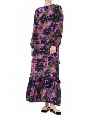 Oliphant Mock Neck Maxi Dress In Suzani Navy