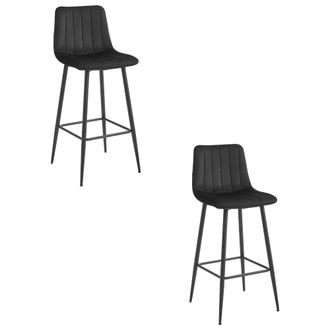 OEM Taburete Pozza - Terciopelo Negro / Patas Negras X 2