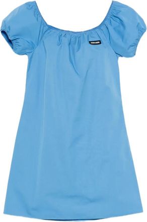 Miu Miu Mini-jurk met logopatch - Blauw