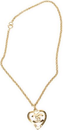 Chanel CC Heart Pendant Chain Necklace Ketting