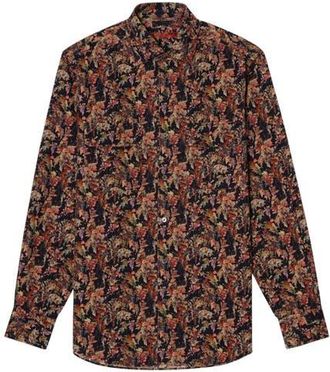 Robert Talbott Morgan Workshirt Vineyard Print Pinwale Corduroy Shirt in Black Multi at Nordstrom, Size Xxx-Large