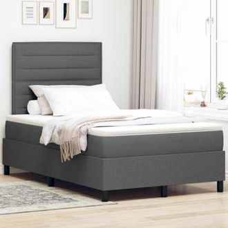 vidaXL Vidaxl - Cama Tipo Box Spring Con Colch&oacute;n Gris Oscuro 120 X 190 Cm Tela