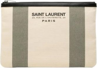 Saint Laurent Pre-owned Clutches, female, White, Size: ONE SIZE Pre-owned Canvas Clutch