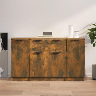 vidaXL Aparadores 3 Piezas Madera Contrachapada Roble Ahumado Vidaxl