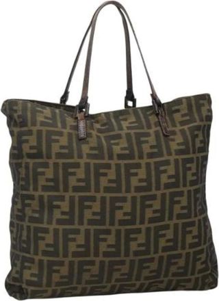 Fendi Pre-owned Tote Bags, female, Brown, Size: ONE SIZE Pre-owned Canvas Tote Bag