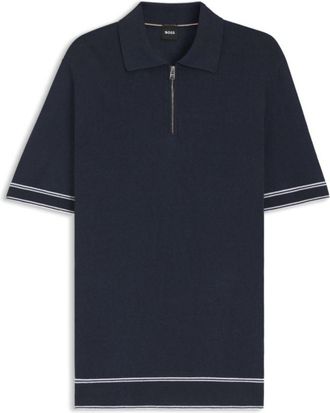BOSS Zip-neck sweater in a linen blend