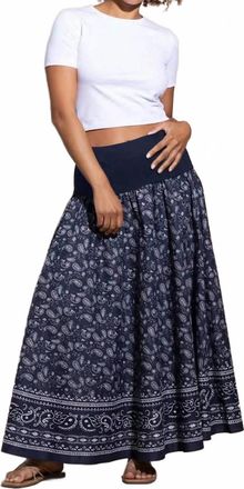 Go Silk Cotton In On The Yoke Midi Skirt In Bandana Midnight
