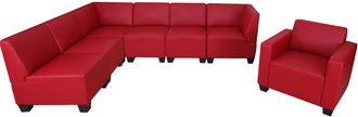 Hhg Salotto Modulare Componibile Lounge Moderno Lione N71 Ecopelle Combinazione 6-1 Rosso