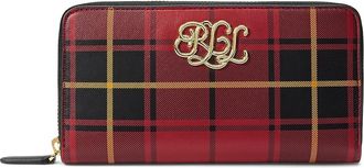 Lauren Ralph Lauren Plaid Nappa Leather Continental Wristlet Womens Handbags Holiday Tartan/Black, Leather/Nappa