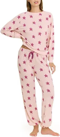 Honeydew Intimates Star Seeker Brushed Jersey Pajamas in Soft Pink Stars at Nordstrom, Size X-Small