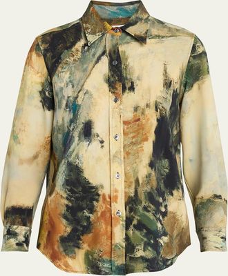Libertine - Libertine Modernist Landscape Silk Button-Down Shirt