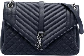 Saint Laurent Pre-owned Shoulder Bags, female, Blue, Size: ONE SIZE Pre-owned The College Bag