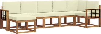 vidaXL Conjunto De Sof&aacute;s De Exterior 7 Uds. Natural Y Crema Vidaxl