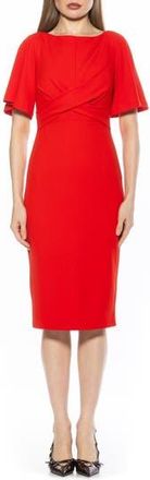 Alexia Admor Ariah Flutter Sleeve Sheath Dress in Red at Nordstrom Rack, Size X-Large