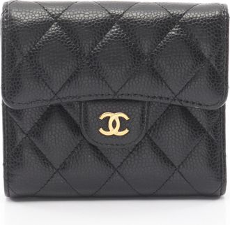 Chanel Black Leather Wallet (Tri-Fold) (Pre-Owned)