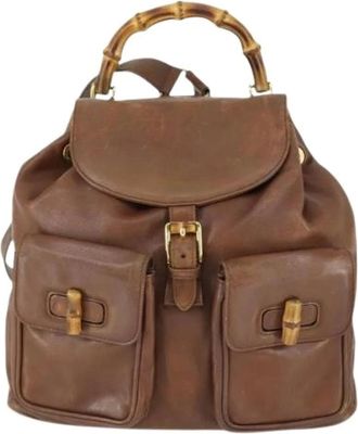 Gucci Pre-owned Backpacks, female, Brown, Size: ONE SIZE Pre-owned Leather Backpack