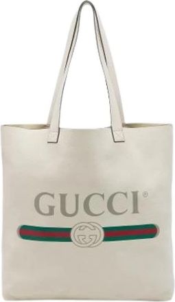Gucci Pre-owned Tote Bag - Dames - Vintage Shopper - Beige - ONE Size - Leer - Vintage