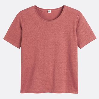 La Redoute Collections T-shirt in linnen met ronde hals en korte mouwen