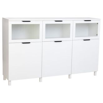 Wanderlust Deco Aparador de madera blanco con 3 puertas y 3 cajones 180x42x114h cm
